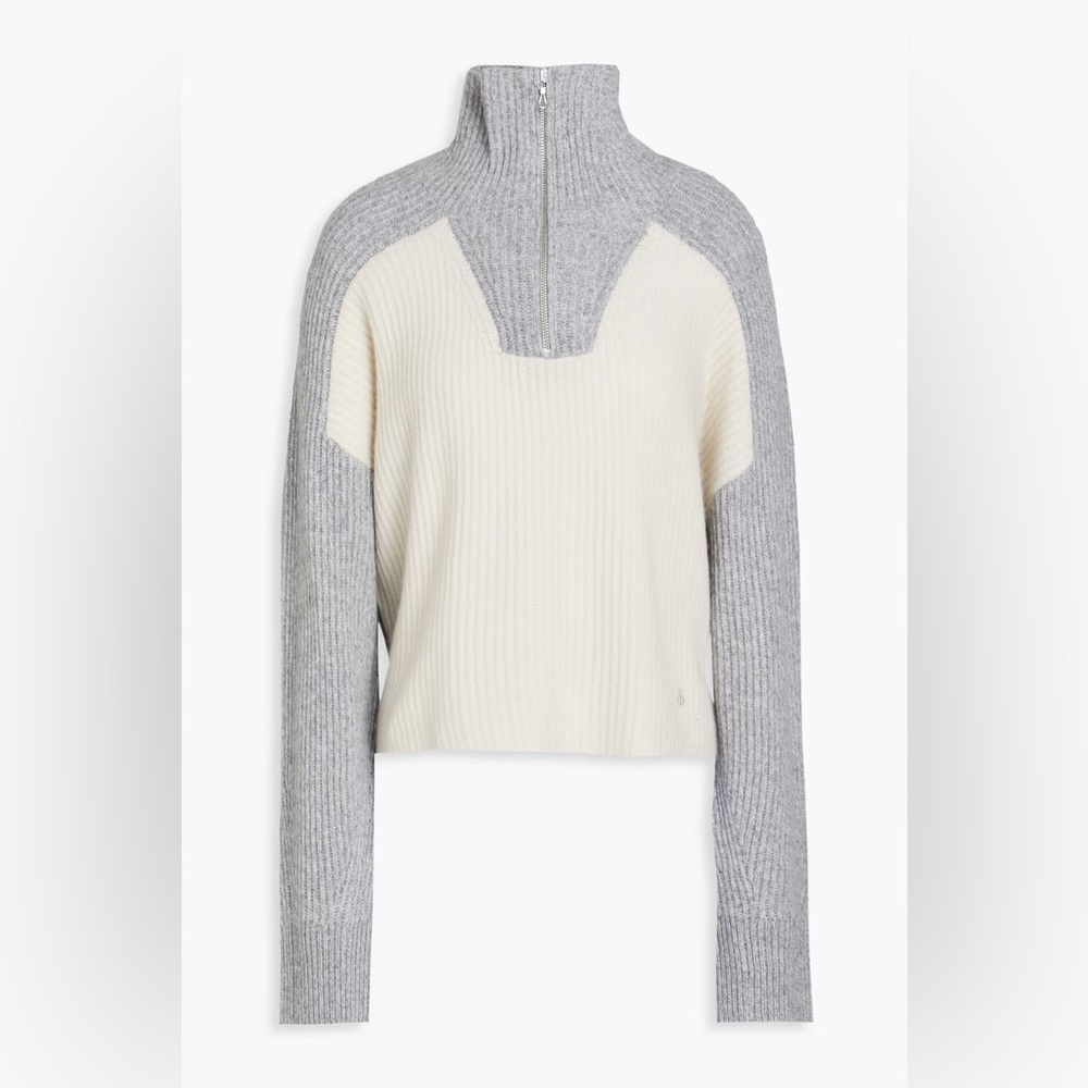 RAG & BONE
Pierce Colorblock Rib Cashmere Boxy Fit Knit Half Zip Sweater Gray XS - Picture 3 of 13